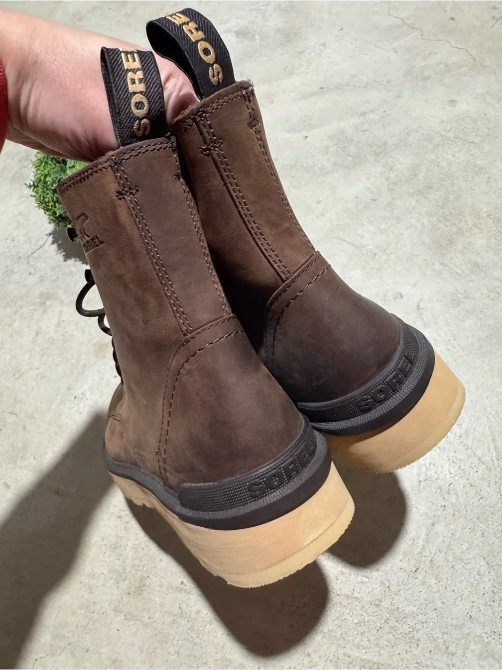 Sorel Mens Hi Line Lace Boots Size 9.5 Brown Leather Combat Hiking Fall